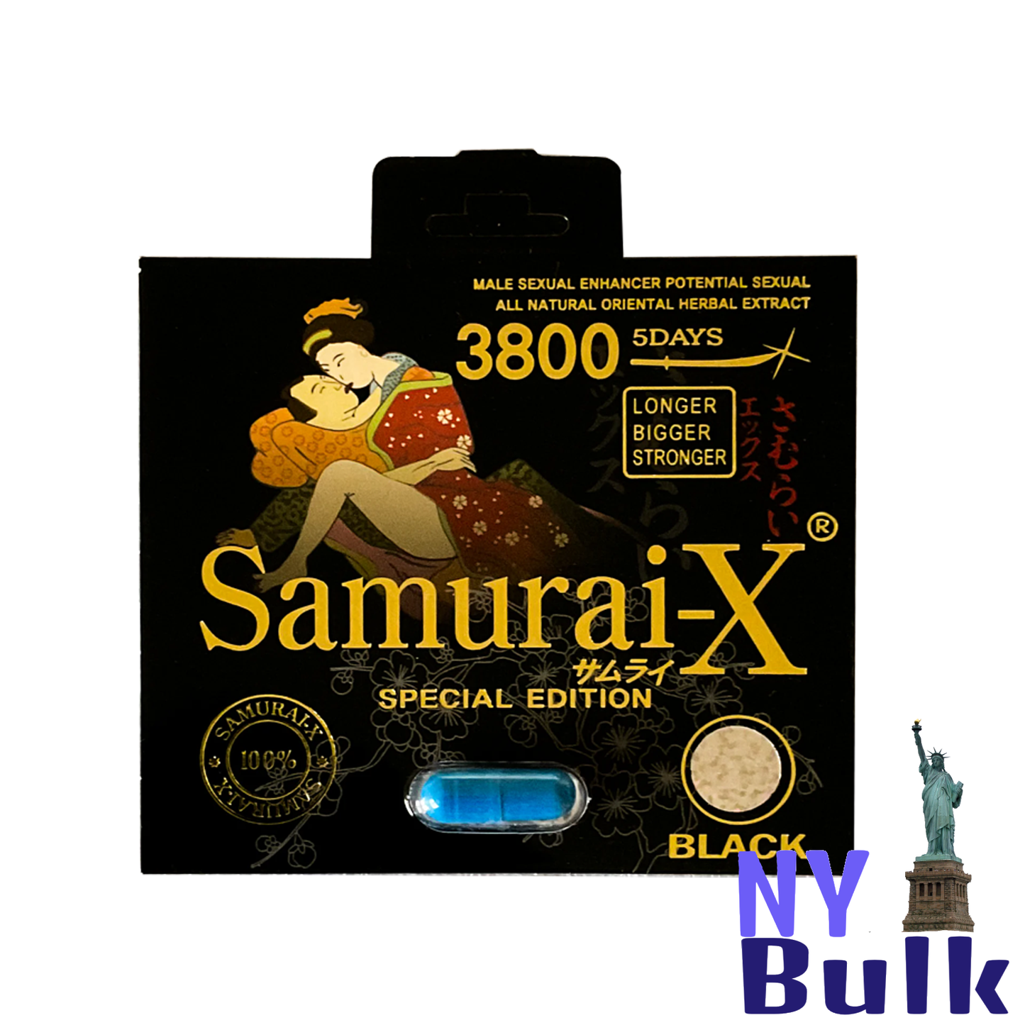 Samurai X Platinum 3800mg Black (4 Ct.) - NY Bulk